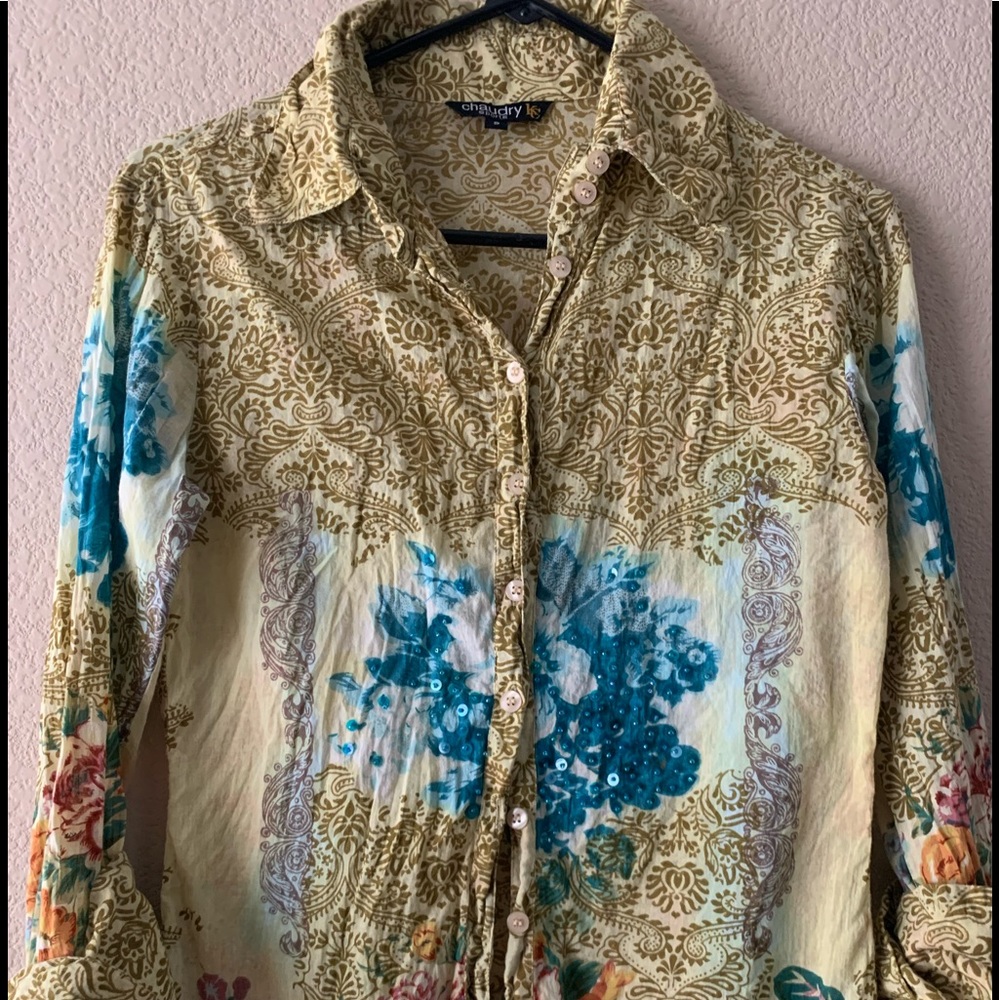 Chaudry Sports Button Down Top